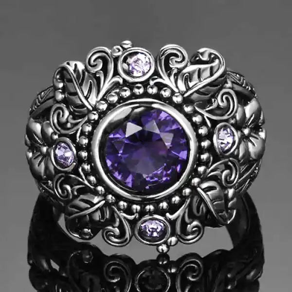 Bague-Pierre-Amethyste-Cabochon-Argent-S925