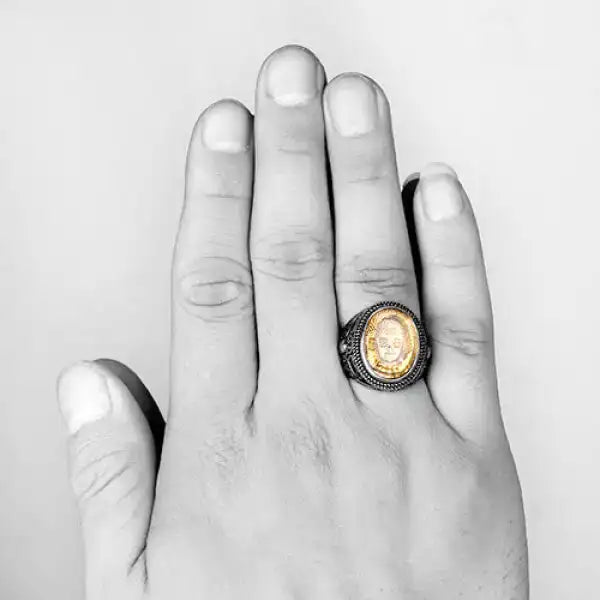 Bague-pour-Hommes-avec-Visage-Bouddha