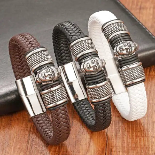 Bijoux-Bouddha-en-cuir-pour-Hommes
