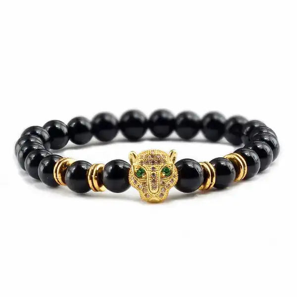 Bracelet Bouddhiste avec Tête de Léopard