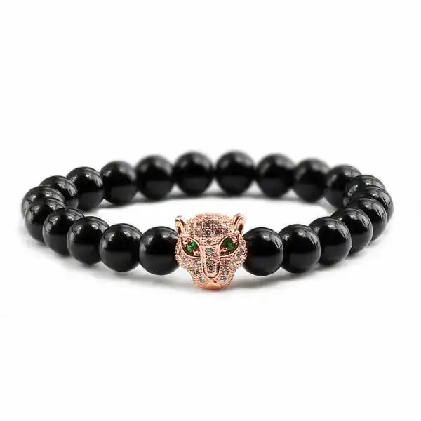 Bracelet Bouddhiste avec Tête de Léopard
