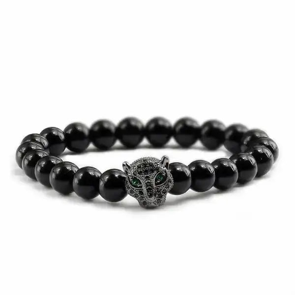 Bracelet Bouddhiste avec Tête de Léopard