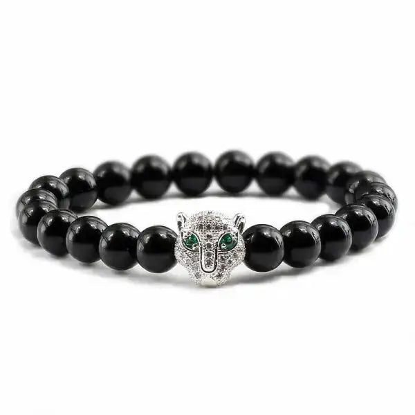 Bracelet Bouddhiste avec Tête de Léopard