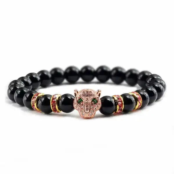 Bracelet Bouddhiste avec Tête de Léopard