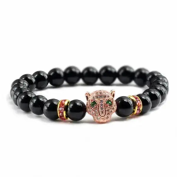 Bracelet Bouddhiste avec Tête de Léopard