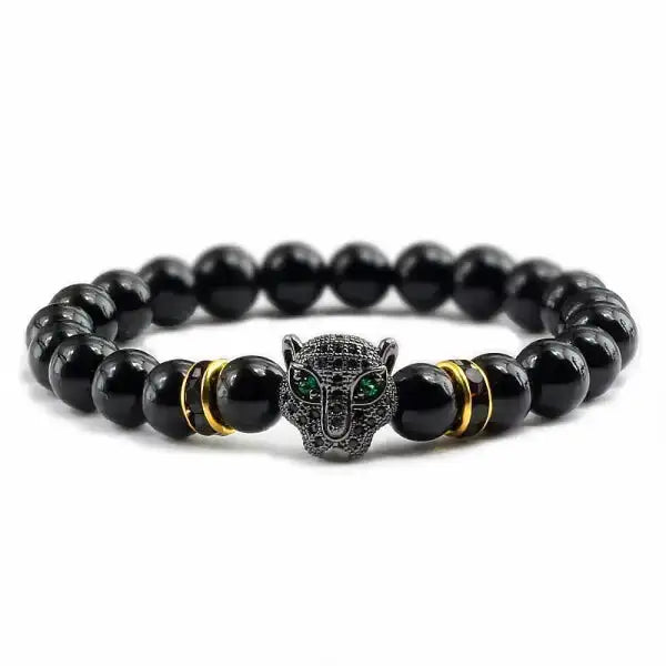 Bracelet Bouddhiste avec Tête de Léopard