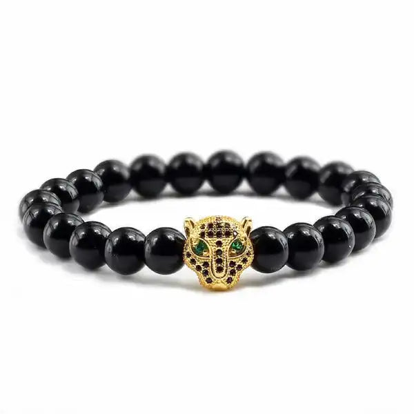 Bracelet Bouddhiste avec Tête de Léopard