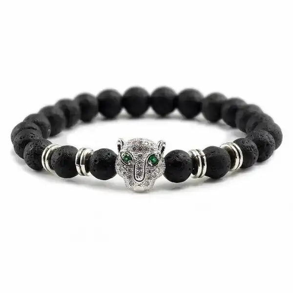 Bracelet Bouddhiste avec Tête de Léopard