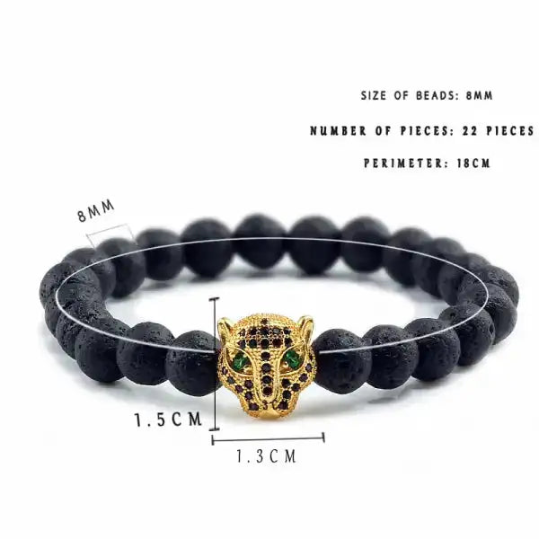 Bracelet Bouddhiste avec Tête de Léopard