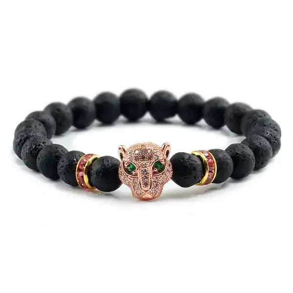 Bracelet Bouddhiste avec Tête de Léopard