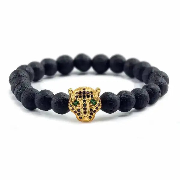Bracelet Bouddhiste avec Tête de Léopard