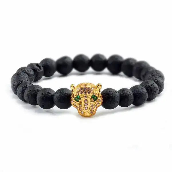 Bracelet Bouddhiste avec Tête de Léopard