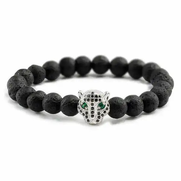 Bracelet Bouddhiste avec Tête de Léopard