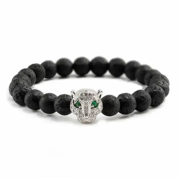 Bracelet Bouddhiste avec Tête de Léopard