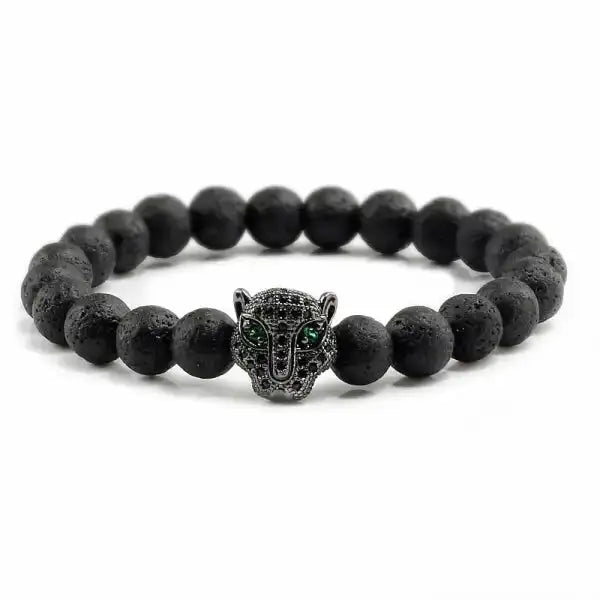 Bracelet Bouddhiste avec Tête de Léopard