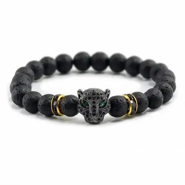 Bracelet Bouddhiste avec Tête de Léopard
