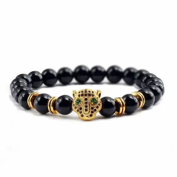 Bracelet Bouddhiste avec Tête de Léopard