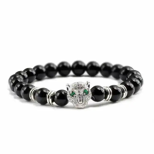 Bracelet Bouddhiste avec Tête de Léopard