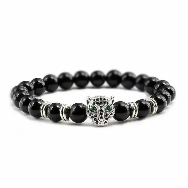 Bracelet Bouddhiste avec Tête de Léopard