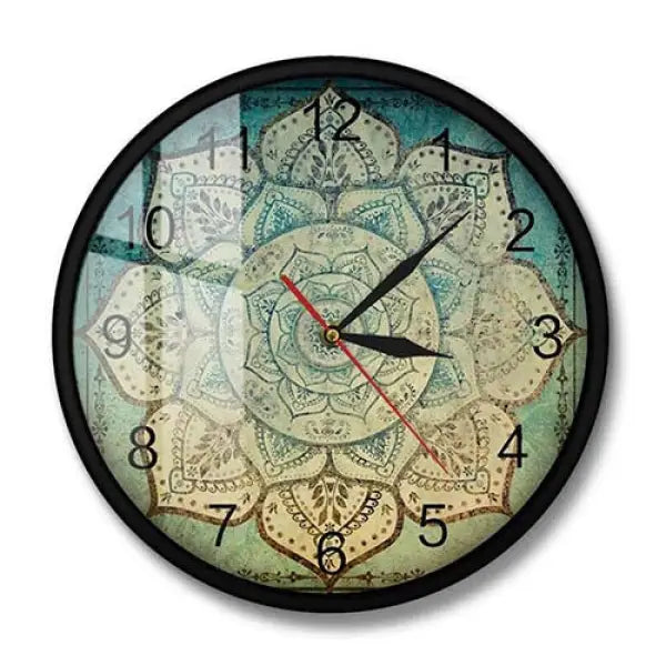Horloge-Motif-Mandala-avec-Cadre