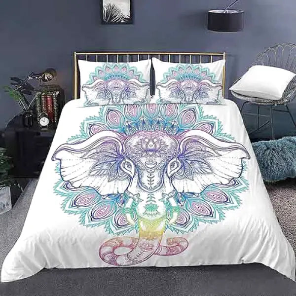 Housse-de-Couette-Éléphant-et-Mandala
