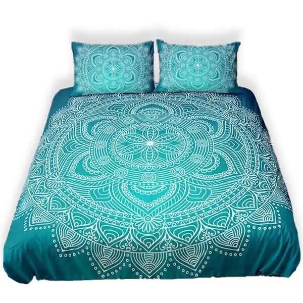 Housse de Couette Bouddha avec Mandala Turquoise