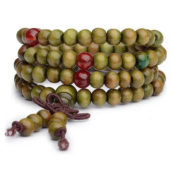 Chapelet Bouddhiste Mala Vert et Rouge