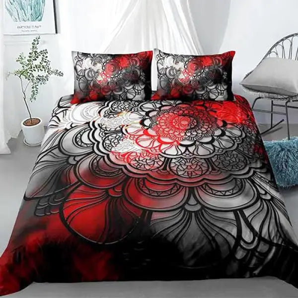 Parure-de-Lit-Mandala-Couleur-Rouge