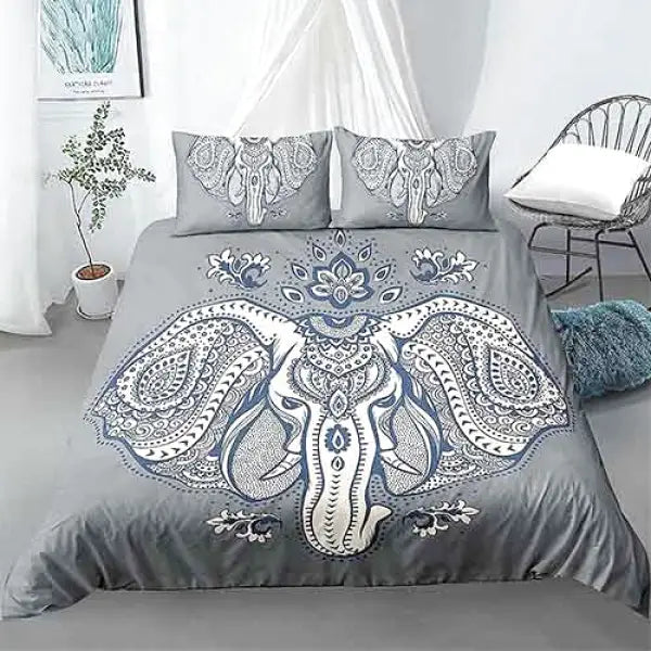 Parure-de-Lit-avec-Éléphant-et-Lotus