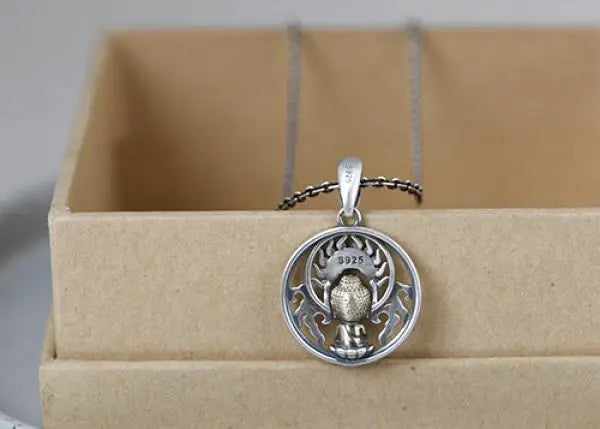 Pendentif-Divinite-Bouddhiste-Argent-S925