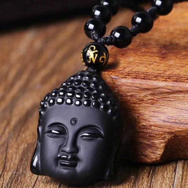 Pendentif-noir-tête-de-bouddha