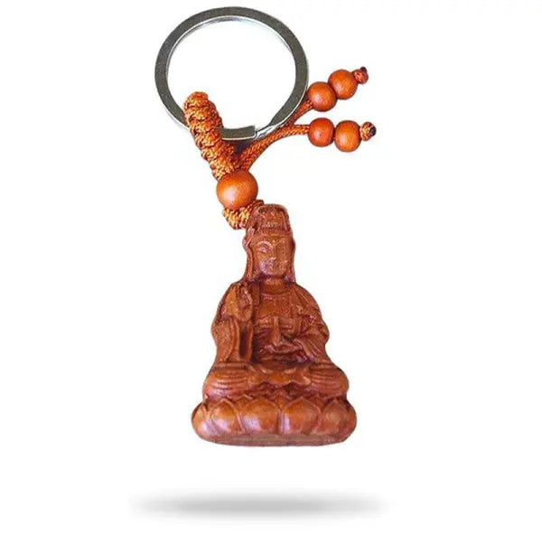 Porte-Clé-Bouddha-en-Bois