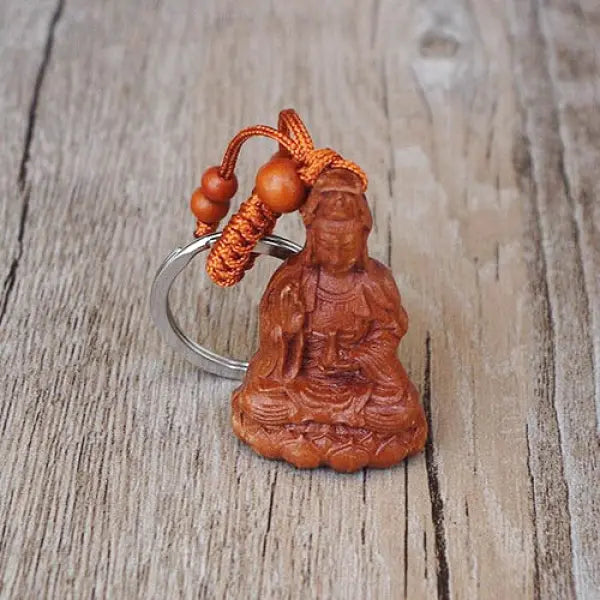 Porte-Clef-Statue-Bouddha-en-Bois