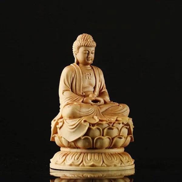 Sculpture-Bouddha-en-Bois-Ancien