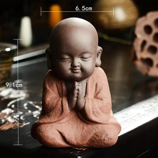 Sculpture-Zen-Moine-Céramique-Noir