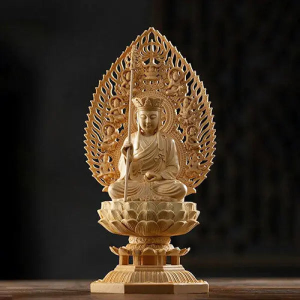 Statue-Bouddha-qui-Médite-en-Bois