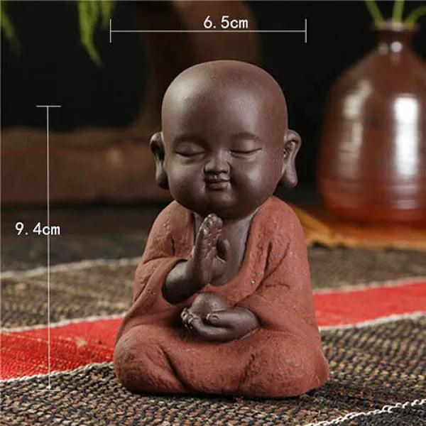 Statuette-Bouddha-Moine-Couleur-Rouge