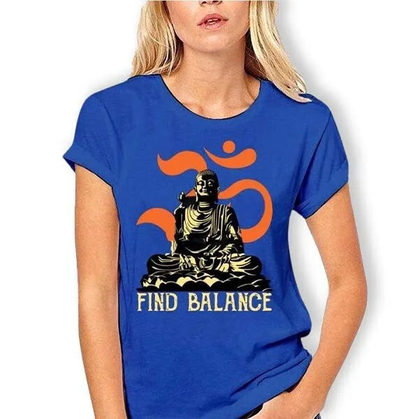 T-Shirt-Bleu-Ciel-Femme-avec-Bouddha