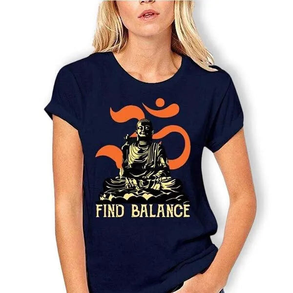 T-Shirt-Bleu-Femme-avec-Bouddha