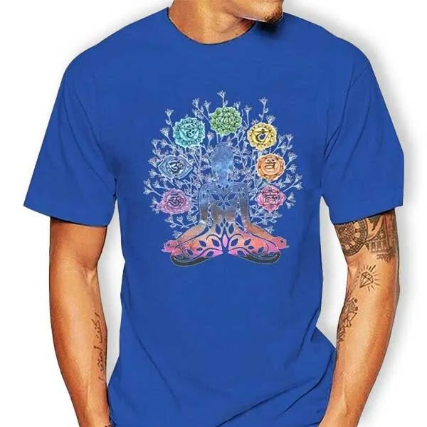 T-Shirt-Bouddha-Bleu-Ciel-Yoga