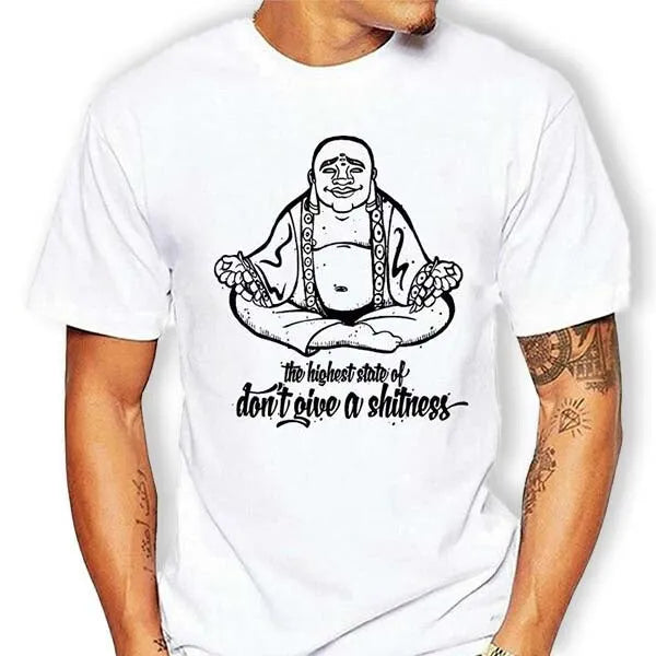 T-shirt-Blanc-Bouddha-rieur