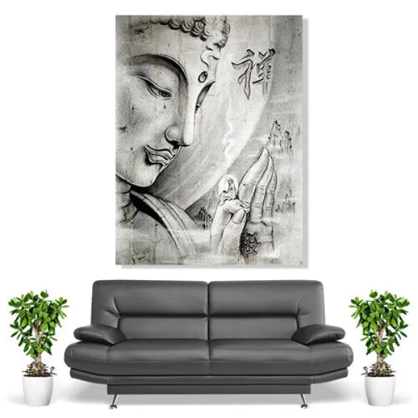 Tableau-Bouddha-noir-et-blanc