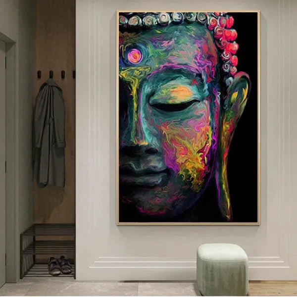 Tableau-Visage-Bouddha-Couleurs