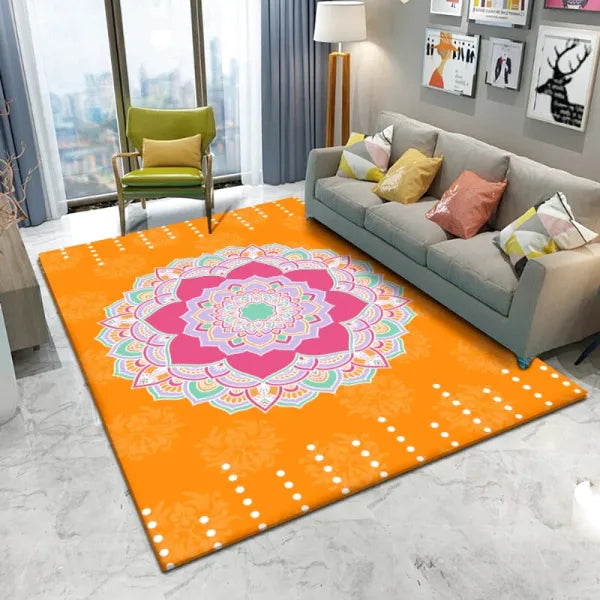 Tapis-Motif-Mandala-orange-rose