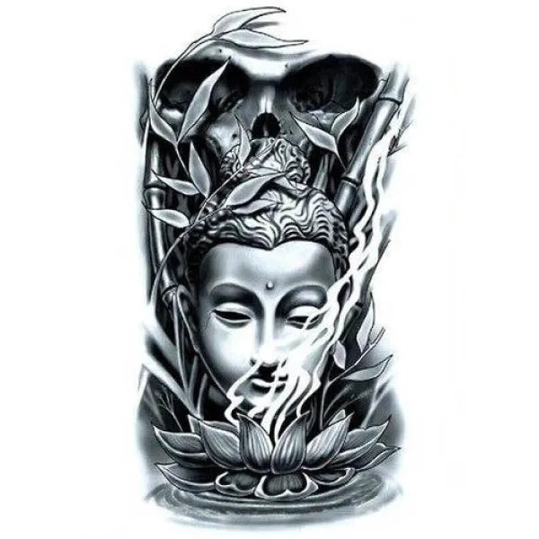 Tatouage-Visage-Bouddha-Tête-De-Mort