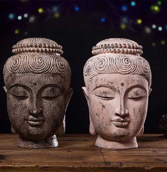 Têtes-De-Bouddha-Couleur-En-Résine-31-cm