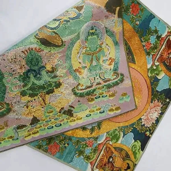 Tissu-Brode-Tibétain-Tara-Verte