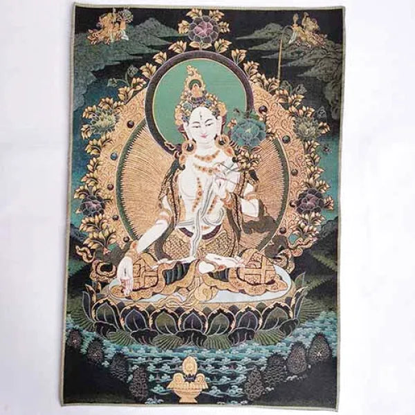 Toile-Thangka-Divinité-Tara-Blanche