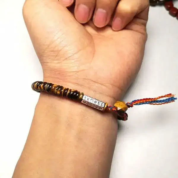 Bracelet-Bouddha-Tibétain-Perle-Œil-de-Tigre