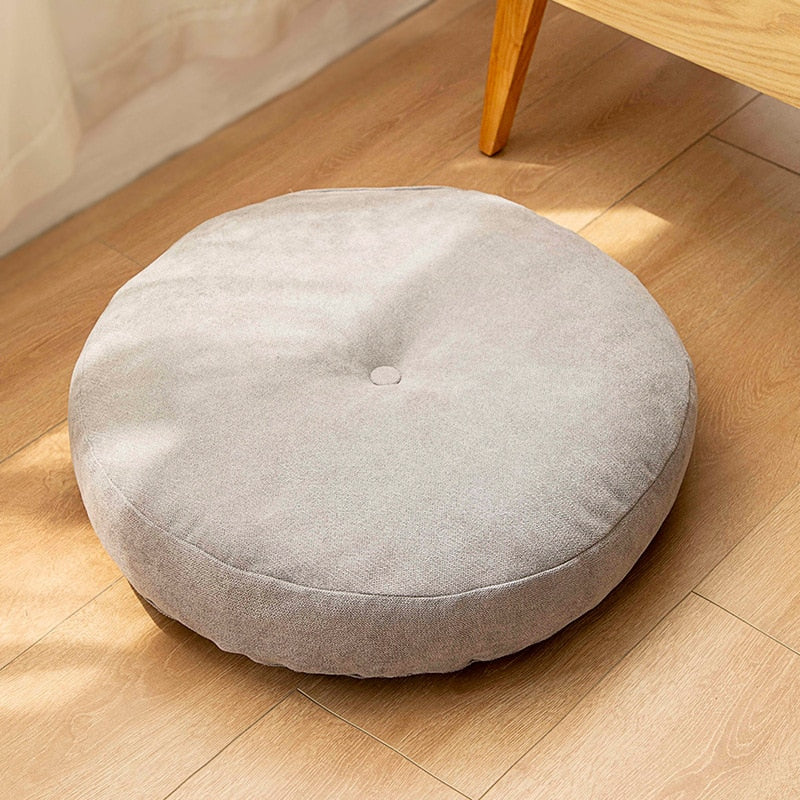 Coussin-rond-yoga-gris